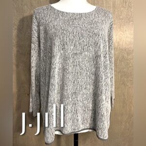 PureJill J. Jill Gray Linen Blend Textured Knit Boxy Top Shirt M